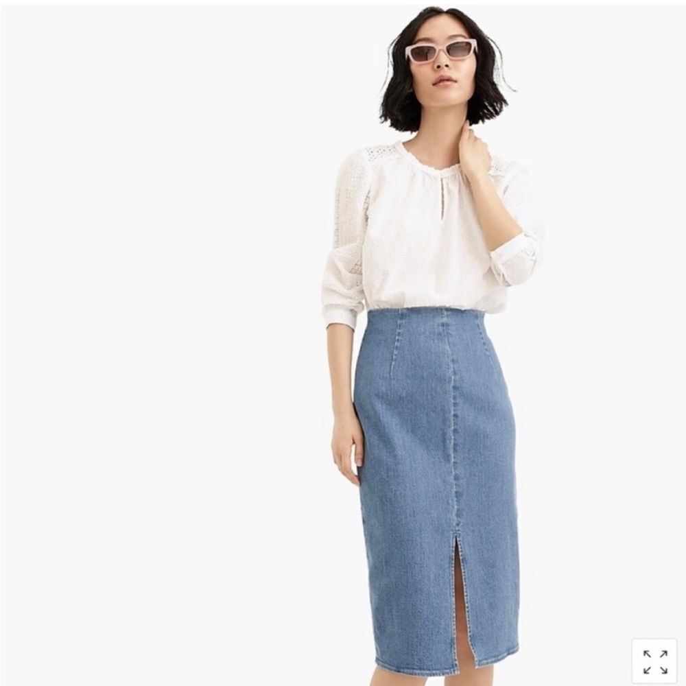 J. Crew‎ denim skirt front slit